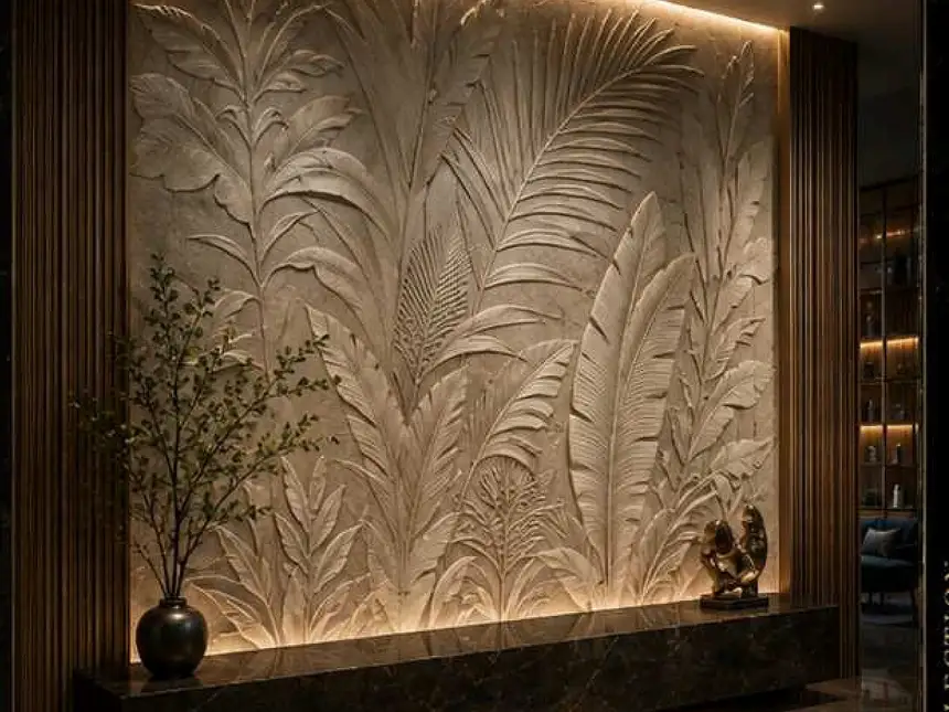 CNC Designer Stone Panels – Botanical Relief Suite