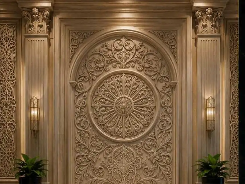 CNC Designer Stone Panels – Classical Medallion Foyer