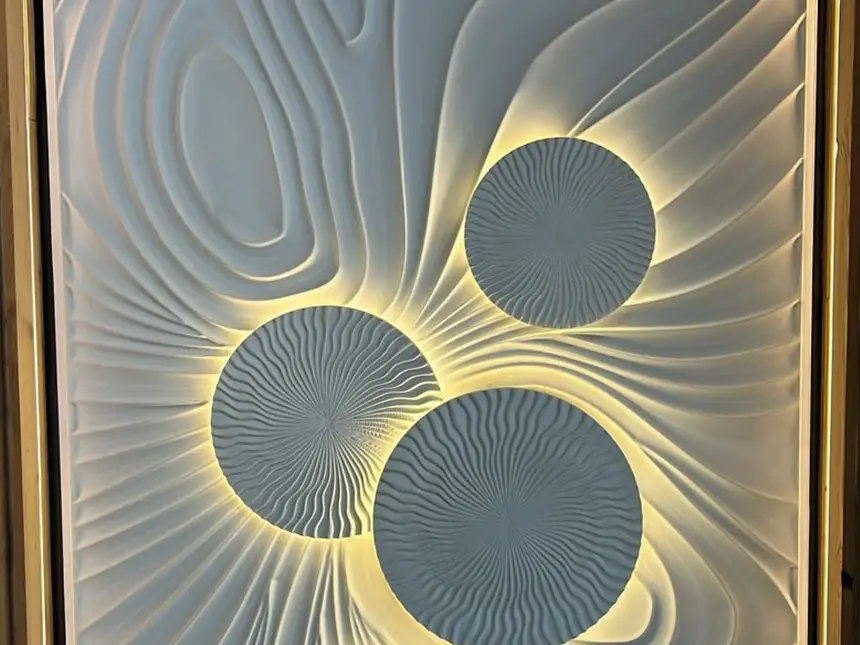 CNC Carved Stone Panels – Illuminated Orbit Panel