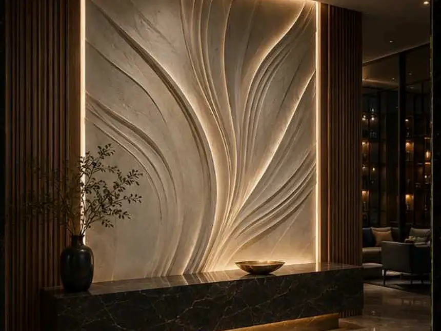 Designer Stone Panels – Linear Bloom Relief