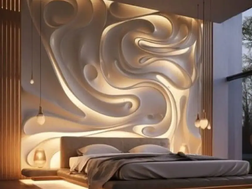 Designer Stone Panels – Molten Wave Headboard