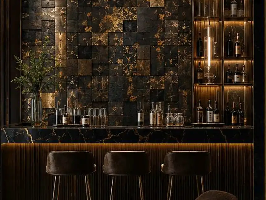 Custom Stone Murals – Patterned Bar Wall