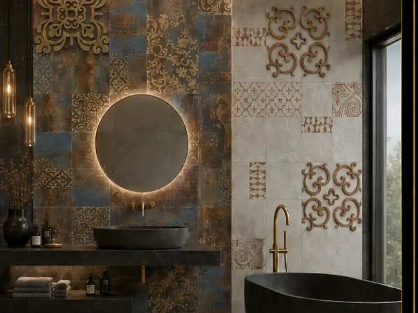 Designer Tile Highlighters – Circular Waterjet Vanity