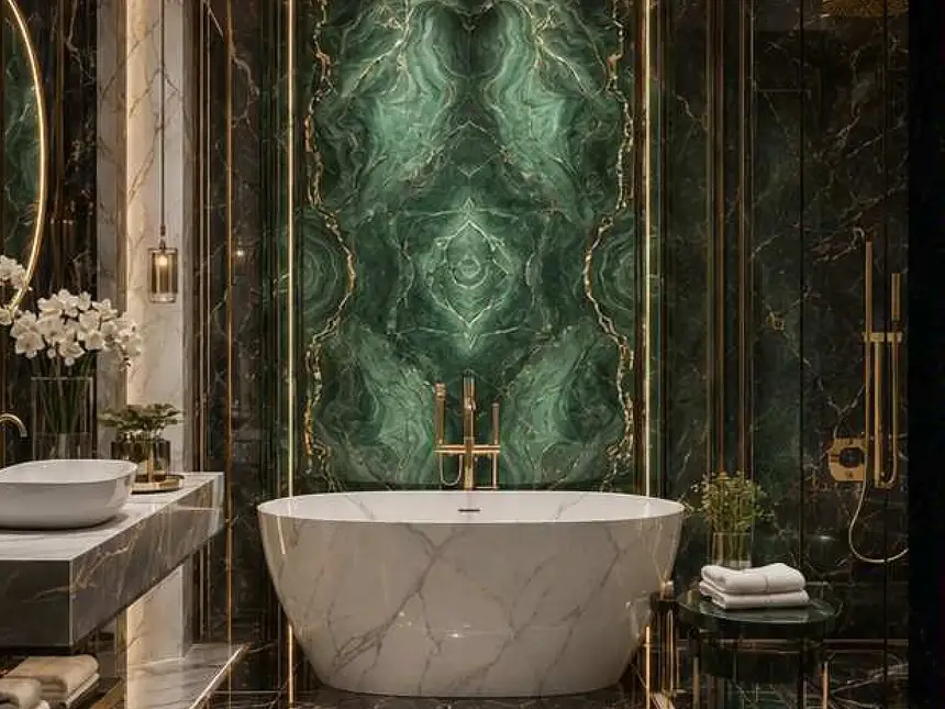 Stone Mosaic Tiles – Emerald Jewel Bath