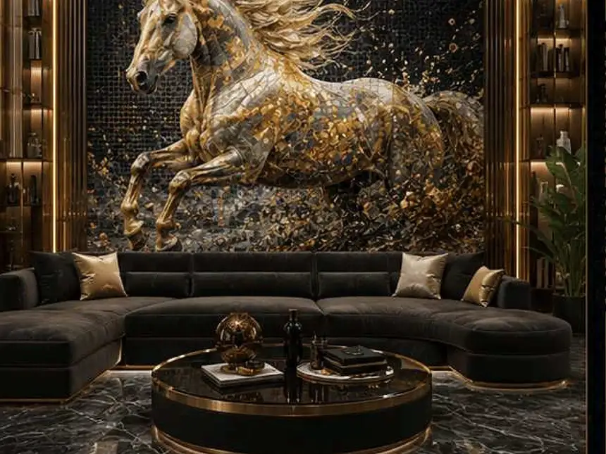 Stone Mosaic Tiles – Equestrian Feature Wall