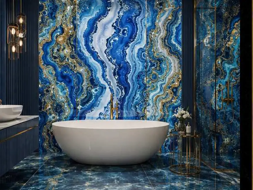 Stone Mosaic Tiles – Oceanic Agate Bath