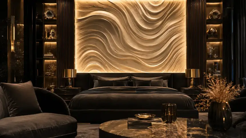 IVA International tiles: Luxurious Dark Toned Bedroom Interior