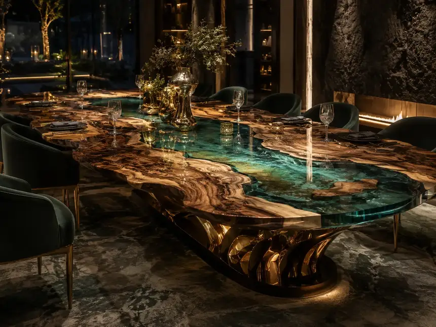 IVA International arc: Luxurious Dining Room With Glowing Accents