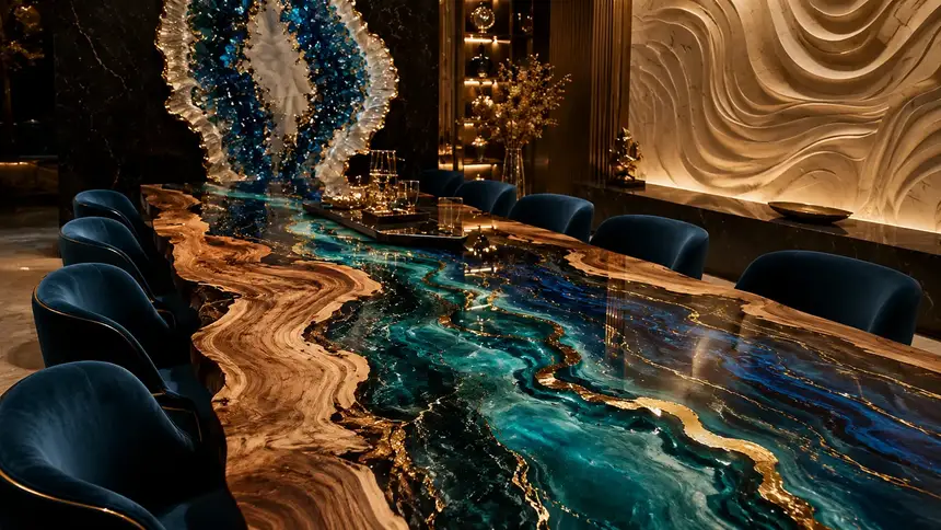 IVA International arc: Luxurious Dining With Resin River Table