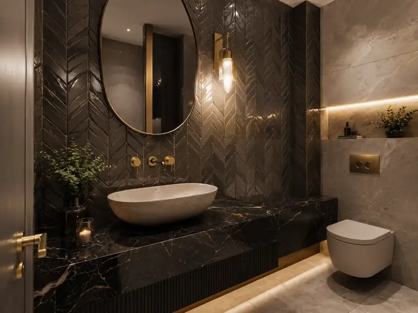 IVA International world: Luxurious Modern Bathroom With Warm Accents