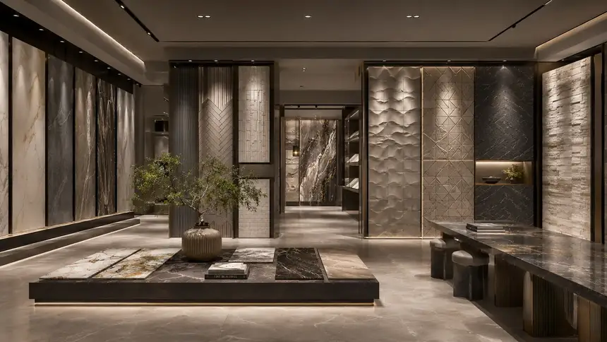 IVA International world: Luxurious Stone And Marble Showroom Design