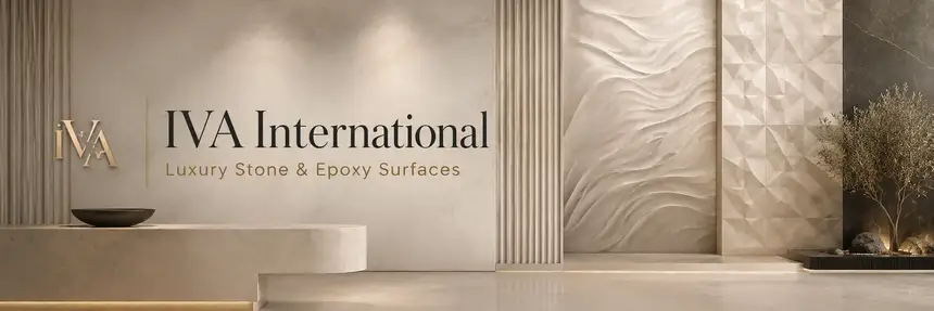 IVA International arc: Luxury Stone And Epoxy Showroom Design