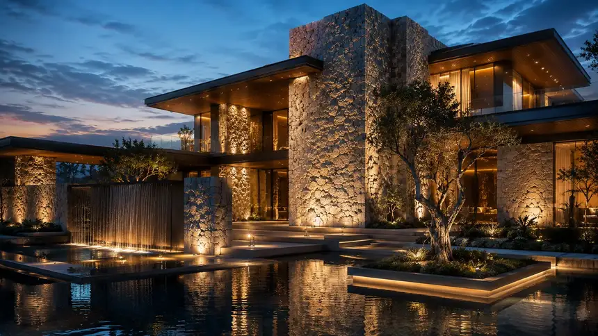 IVA International world: Modern Luxury Home At Dusk